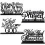 4pcs Inspirational Table Decorations Wooden Christian Faith Bible Verse Centerpieces Black Motivational Prayer Room Blessed Signs for Home Office Living Room Kitchen Farmhouse Art Decor