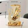 2pcs Ceramic Elegant Swan Vase Centerpieces, Vintage Style Cylindrical Home Decor, No Power Required, Battery-Free