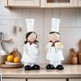 2pcs Kitchen Chef Statue, Fine Retro Country Craft Resin Couple Chef Statue, Used for Home Restaurant Kitchen Bar Decoration, Kitchen Bar Cabinet Cafe Desktop Decoration Gift, Baking Decoration Gift