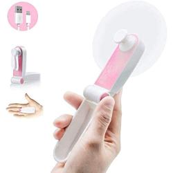 WINDFIRE Mini Fan Handheld Portable Pocket Travel Folding Fan Powerful USB Rechargeable Small Personal Fan for Travelling,Camping,Office(Pink)