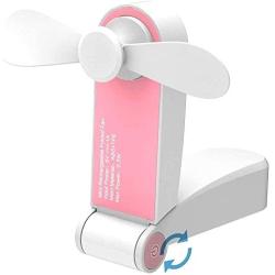 WINDFIRE Mini Fan Handheld Portable Pocket Travel Folding Fan Powerful USB Rechargeable Small Personal Fan for Travelling,Camping,Office(Pink)