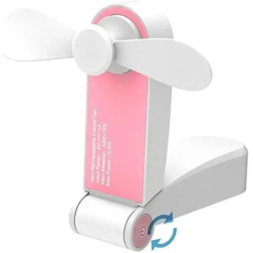 Vent miniature WINDFIRE Portable Rechargeable USB, Petit Ventil Personnel pour Voyage, Camping, Bureau (Rose)