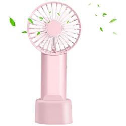 Mini Handheld Fan ,Portable Fan,Speed Adjustable Desk Fan with USB Rechargeable Battery Operated, Cooling Hanging Fan (pink)