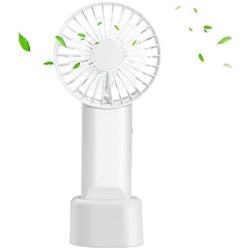 Mini Handheld Fan ,Portable Fan,Speed Adjustable Desk Fan with USB Rechargeable Battery Operated, Cooling Hanging Fan (white)