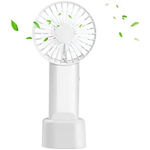 Mini Handheld-Ventilator, Tragbarer Ventilator, Schnellstellbarer Schreibtischventilator mit USB-Akku-betriebener, tragbarer Hänge-Ventilator (weiß)