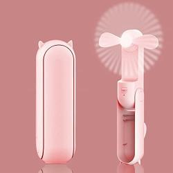 2021 Upgraded Pocket Handheld Fan,Portable USB Rechargeable Mini Fan,Battery Operated Foldable Fan , Adjustable Enhanced Airflow Strong Wind Fan , Cute Mode Desk Fan for Home Sports Outdoor Travel (pink)