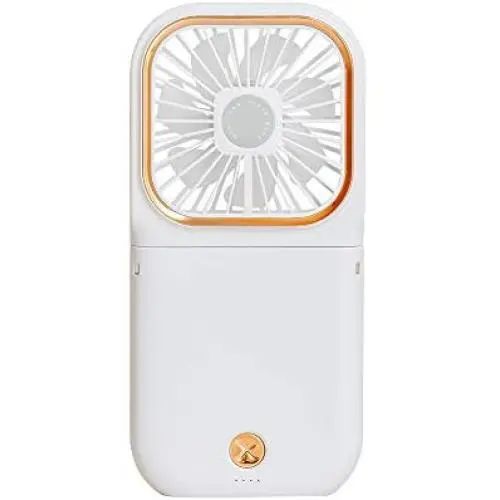 Mini USB Wiederaufladbare Halskette-Ventilator mit 3 Geschwindigkeiten, verstellbar, Schreibtischventilator mit Handyhalter für Frauen Mädchen Büro Outdoor Reise