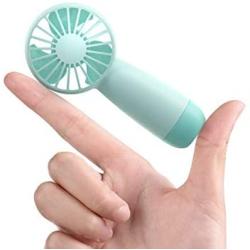 MISSUE Mini Handheld Fan, Portable Battery Operated Fan with Lanyard, Personal Pocket Fan with 3000mAh Rechargeable Battery, 5-10 Hrs Running Time, Green