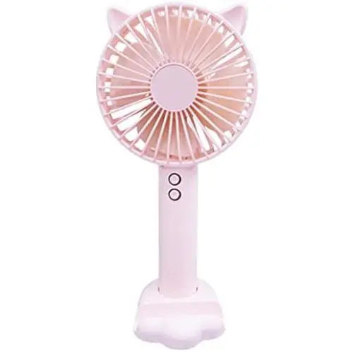 Mini Handheld-Ventilator, Leiser Tragbarer Handventilator mit 3 Geschwindigkeiten, Kleiner Schreibtischventilator mit USB-Aufladung, Multifunktionale USB-Ventilator mit Nachtlicht, Tischventilator mit Basis zum Platzieren des Telefons, für Outdoor, Reisen