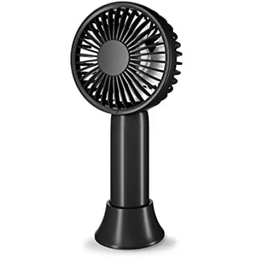 Aluan Super Mini Handheld Ventilator, Kleiner Tragbarer Handventilator mit Entnehmbarer Basis, USB-Akku-betriebener Handventilator mit 3 Geschwindigkeiten für Damen Herren Kinder Indoor Outdoor, Make-up, Reise (Schwarz)