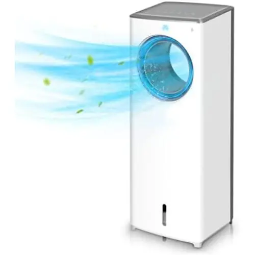 Refroidisseur d'air évaporatif - 3 en 1, Ventilateur Portable, Rafraîchissement Instantané et Humidification, 3 Vitesse, Silencieux, Ventilateur Mural, Sans Poussière, 3 Modes, Minuterie 8H, Ventilateur Sans Pales pour Grande Pièce Bureau Refroidisseur d'air évaporatif - 3 en 1, Ventilateur Portable, Rafraîchissement Instantané et Humidification, 3 Vitesse, Silencieux, Ventilateur Mural, Sans Poussière, 3 Modes, Minuterie 8H, Ventilateur Sans Pales pour Grande Pièce Bureau