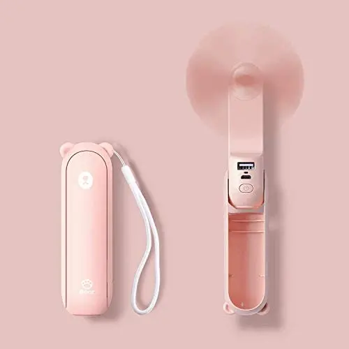 Handheld Fan with 4800 mAh Powerbank Max 46 Hours Runtime,Pocket Fan Portable Battery Operated or USB Powered Folding Personal Fan,3 Speeds,Enhanced Airflow,Rechargeable Quiet Mini Fan-Pink Handheld Fan with 4800 mAh Powerbank Max 46 Hours Runtime,Pocket Fan Portable Battery Operated or USB Powered Folding Personal Fan,3 Speeds,Enhanced Airflow,Rechargeable Quiet Mini Fan-Pink