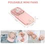 Portable Personal Fan Small Neck Fan for Women Mini Desk Fan USB Rechargeable Handheld Fan Used as a Power Bank and Phone Stand for Travel Indoor Outdoor (Pink)
