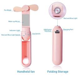 Handheld Mini Fan, 4 in 1 Rechargeable Small Portable Ventilador, Pocket Size Hand Fan Eye Massager for Women, Multi-function Folding Personal Desk Fan for Home Office Outdoor Travel