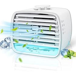 Portable Air Conditioner, Personal Air Cooler Fan with 3 Speeds 7 Colors, Mini Evaporative Cooling Fan with Hidden Handle, Super Quiet Air Conditioner Fan for Small Space Room/Office/Home/Travel