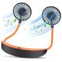 Personal Neck Fan, AUGYMER Portable Hand Free Mini USB Fan Rechargeable 12h Work Hanging Wearable Neckband Fans 5200mAh Battery Operated Camping Travel Indoor Outdoor Necklace Fan (Orange)