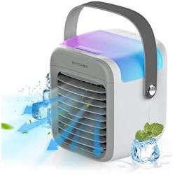 Portable Air Conditioner, BlitzWolf Personal Evaporative Air Cooler Cooling Fan with 3 Speeds Auto RGB Light 2600mAh Rechargeable Mini Air Conditioner Quiet Air Humidifier for Bedroom Home Office