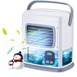 Portable Air Conditioner Fan for Small Room - 3 in 1 Personal Mini Desktop AC Evaporative Air Cooler Fan w/ 12H Timer, Adjustable Wind Direction, 500ML Large Water Tank, 2 Speeds, for Office Home