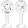 2021 Upgraded Small Desk Mini Fan with Battery Rechargeable, Portable Handheld Personal USB Fan with 3 Speed Strong Wind for Outdoor Activity, Home, Office, Eyelash Fan for Make up (White)