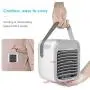Portable Air Conditioner Fan, Personal Space Mini Evaporative Air Cooler Super Quiet Desk Fan with Handle, Humidifier Misting Fan, 3 Speeds, 7 Colors LED Light for Home, Office, Room