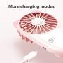 HR Mini Handheld Fan USB Rechargeable Small Personal Portable Fan, 3 Speed Adjustable Desk Table Fan with Base,Fan for Kids Women Men Home Office Indoor Outdoor Travelling (Pink)