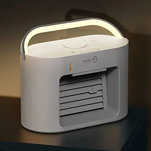 Climatiseur Portable 3 en 1 MIKOSI, Ventilateur Rafraîchissant, Mini Humidificateur Brosse à Bulle avec Lumière LED et Batterie Rechargeable 4000mAh pour Pièce Bureau Voyage Climatiseur Portable 3 en 1 MIKOSI, Ventilateur Rafraîchissant, Mini Humidificateur Brosse à Bulle avec Lumière LED et Batterie Rechargeable 4000mAh pour Pièce Bureau Voyage