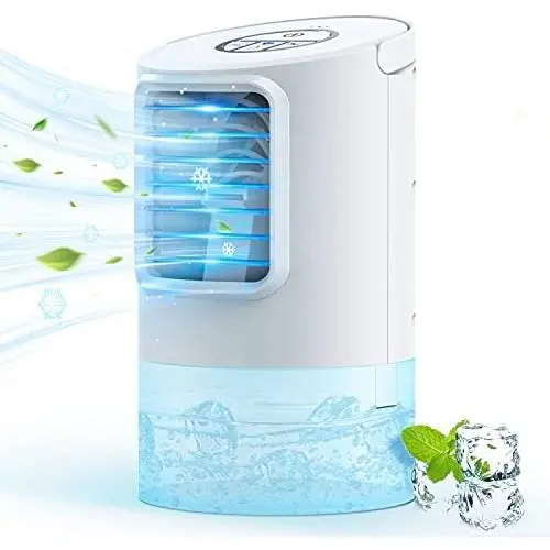 Climatiseur Portátil avec Ventilateur, GREATSSLY Mini Climatiseur Évaporatif Personnel pour Pièce Petite avec 3 Vitesses de Ventilateur, Lumière Nocturne LED 7 Couleurs, Fonction d'Humidificateur pour Chambre, Maison, Bureau Climatiseur Portátil avec Ventilateur, GREATSSLY Mini Climatiseur Évaporatif Personnel pour Pièce Petite avec 3 Vitesses de Ventilateur, Lumière Nocturne LED 7 Couleurs, Fonction d'Humidificateur pour Chambre, Maison, Bureau