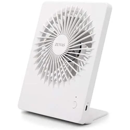 Unterhaltungsluftbefeuchter, tragbarer Akkubetriebener Ventilator, 180° Neigbarer Klapp-Ventilator, Ultra-Leise, Klein, Tragbar, 3 Geschwindigkeiten, USB-Ventilator für Büro, Schlafzimmer, Zuhause, Schreibtisch, Camping, Weiß
