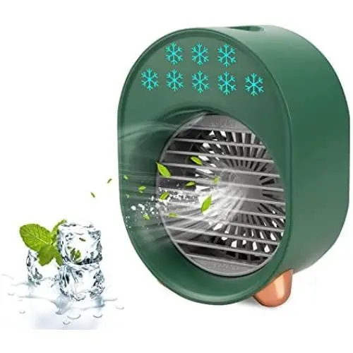 Mini Kühl-Persönlichen Ventilator mit USB-Anschluss (GRÜN), Tragbarer Luftkühler, Befeuchter, Nebelventilator für Zuhause, Büro, Schlafzimmer und Make-up Trockner – Tragbarer USB-Kühler mit Befeuchtung und Nebel-Funktion.