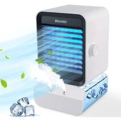 Wonido Portable Air Conditioner - Personal Mini Air Conditioner Fan 4-in-1 Evaporative Air Cooler with Humidifier/ 3 Speeds / 7 Colors Night Light, Desktop Swamp Cooler for Room Office Outdoor Travel