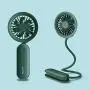 JISULIFE Mini Handheld Ventilator, Tragbarer Babysitter-Ventilator, Batteriebetriebener Mini-Ventilator mit Starkem Wind, Nachtlicht, USB-Aufladbar, Multifunktionaler, Leiser Ventilator für Hand, Kinderwagen, Schreibtisch – Grün