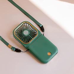 Mini Fan, Portable USB Rechargeable Folding Fan, Folding fan Has Three Gears Of Wind Speed, Folding Mobile Phone Bracket. 3000mAh Power Supply Provides Emergency Charging For The Device ( Green )