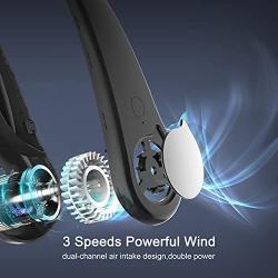 Portable Neck Fan, Wearable Personal Fan, Leafless, Rechargeable, Headphone Design, USB Powered Desk Fan,3 Speeds (Black)
