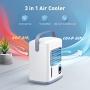 3 in 1 Portable Air Conditioner Fan for Office- Personal Mini Quiet Air Cooler, Evaporative Cooling Humidifier, USB & Batteries, 12h Timer, Adjustable Angles w/ 2 Speeds, Ideal for Home Room Bedroom