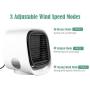 Personal Air Cooler, Mini Air Conditioner Noiseless Desk Air Conditioner USB Portable AC Fan Room Cooler with 3 Speeds Fan & 7 Colors LED Light for Office, Room