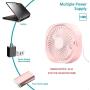 USB Table Fan Portable Mini Personal Desk Fan with 360 Rotation and Adjustable 3 Speed for Office, Travel-Pink
