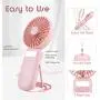 Tragbarer Mini-Ventil mit LED-Licht, verstellbar, Tragbarer wiederaufladbarer Ventilator mit leisem Betrieb, Spiegel-Ventilator, kleiner USB-Ventilator, Geschenk für Frauen Reisen Outdoor Indoor Schreibtischventilator - Rosa