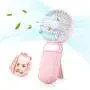 Tragbarer Mini-Ventil mit LED-Licht, verstellbar, Tragbarer wiederaufladbarer Ventilator mit leisem Betrieb, Spiegel-Ventilator, kleiner USB-Ventilator, Geschenk für Frauen Reisen Outdoor Indoor Schreibtischventilator - Rosa