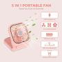 Portable Personal Fan Small Neck Fan for Women Mini Desk Fan USB Rechargeable Handheld Fan Used as a Power Bank and Phone Stand for Travel Indoor Outdoor (Pink)