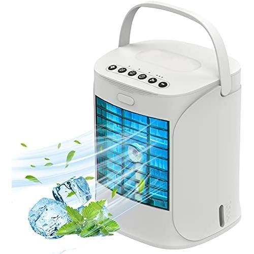 Directtyteam Portable Evaporative Air Cooler, Personal Mini Air Conditioner Fan with Handle, 3 Wind Speeds & 7 Colors, Desktop Cooling & Humidifier Cooler Fan for Room, Bedside Table, Home, Office