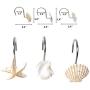 YUKUNTANG Shower Curtain Hooks, 12 Pcs Seashell Anti Rust Decorative Resin Shower Curtain Rings Hooks for Bathroom Bedroom Baby Room Decor