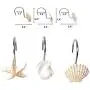 YUKUNTANG Shower Curtain Hooks, 12 Pcs Seashell Anti Rust Decorative Resin Shower Curtain Rings Hooks for Bathroom Bedroom Baby Room Decor