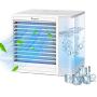 Portable Air Conditioner Fan, 3 in 1 Personal Air Cooler and Humidifier, Quiet USB Air Cooler Desk Fan with 2 Speeds and LED Light, Mini Purifier for Home Room Office