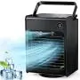 Ventilateur d’air portable, refroidisseur personnel de bureau, mini refroidisseur évaporatif avec poignée, oscillation automatique de 120°, 3 vitesses réglables, batterie rechargeable 4000mAh (Noir) Ventilateur d’air portable, refroidisseur personnel de bureau, mini refroidisseur évaporatif avec poignée, oscillation automatique de 120°, 3 vitesses réglables, batterie rechargeable 4000mAh (Noir)