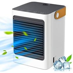 Portable Air Conditioner Fan, Evaporative Air Cooler, Fast Cooling, Built in 3000mAh Battery, USB Rechargeable, with Timer, Quiet, 3 Speeds, Air Filter, for Home, Office and Room