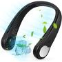 Portable Neck Fan, Wearable Personal Fan, Leafless, Rechargeable, Headphone Design, USB Powered Desk Fan,3 Speeds (Black)