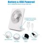 Zuvas Desk Fan Battery Operated Fan Rechargeable 180°Tilt Folding Personal Fan Ultra Quiet Small Portable Fan 3 Speed Adjustable Strong Wind USB Fan For Office Bedroom Home Desktop Camping, White