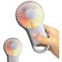 Hido Mini Handle Fan Battery Operate, Rechargeable Carabiner USB Mini Fan with Colorful Light, Portable Mini Handle Fan, Handle Fan Portable With Illumination for Camping Traveling Household, White