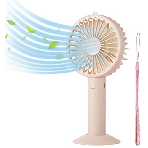 USB Mini Handheld Fan Portable, XUNMEJ Hand Held Personal Small Fan Rechargeable 2000mAh Battery Operated Powered Cooling Desktop Fan with Fan Base 3 Modes for Home Travel Disney Dry Eyelash, Pink