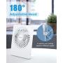 Zuvas Desk Fan Battery Operated Fan Rechargeable 180°Tilt Folding Personal Fan Ultra Quiet Small Portable Fan 3 Speed Adjustable Strong Wind USB Fan For Office Bedroom Home Desktop Camping, White